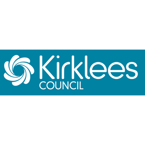 Kirklees Council logo. White text on a light blue background.